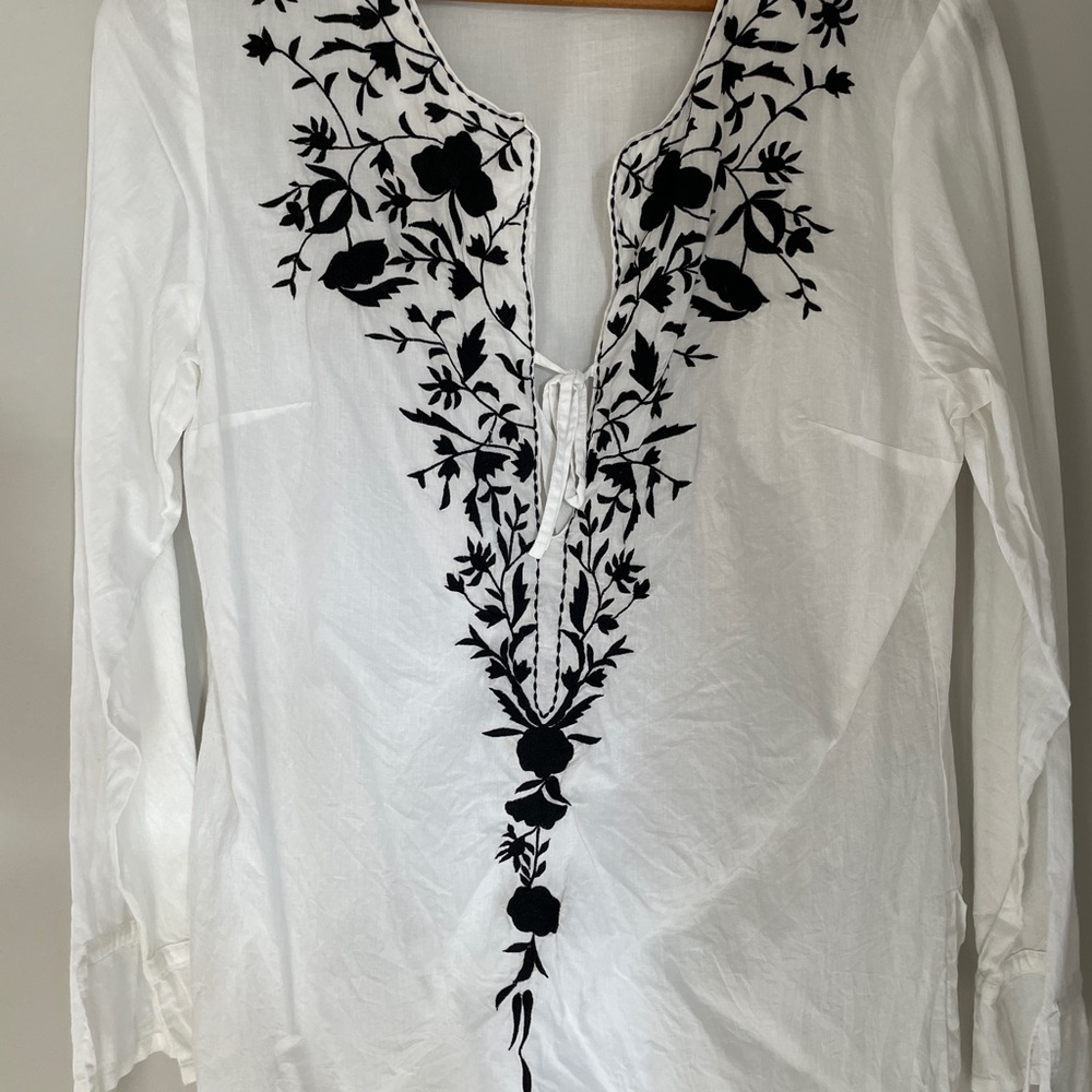 Tristan Black Floral Embroidered Blouse